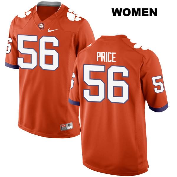 Women's Clemson Tigers #56 Luke Price Stitched Orange Authentic Nike NCAA College Football Jersey PLJ6246CF